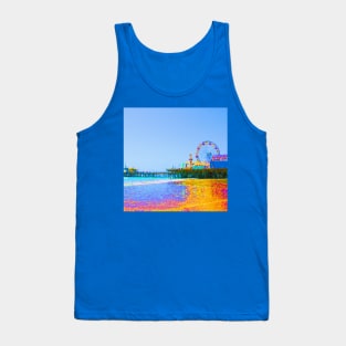 Funky Pixels Santa Monica Pier in Los Angeles Tank Top